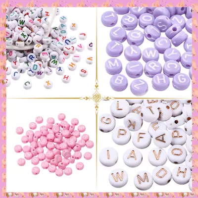 7mm Round Letter Beads Kids Crafts Jewellery Beading UK • £1.85