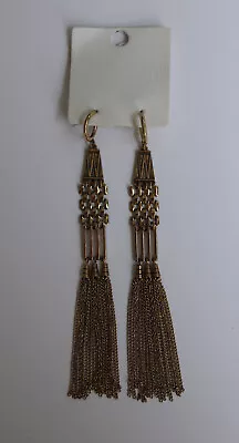 New Free People Long Gold Tone Tribal Tassel Earrings 5 3/4   Retail $48 • $12