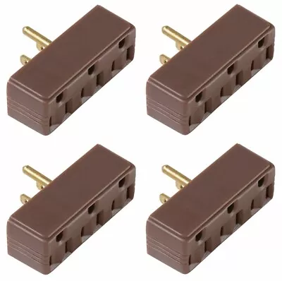 P & S 697CC20 15A 125V Brown Plug In 3 Way Electrical Outlet Adapters - 4 Pack • $28.90