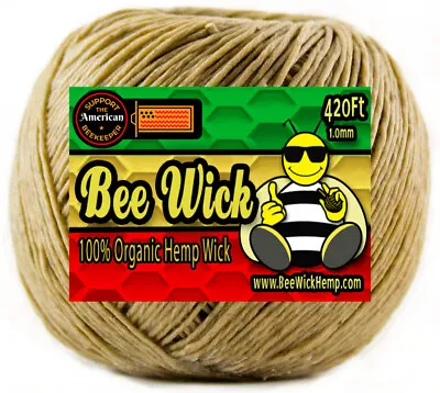 $19.99 • Buy 100% Organic Hemp Wick By Bee Wick Hemp- 420 FT Spool (1.0mm) 