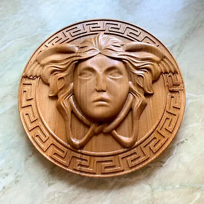 9  Medusa Gorgona Head 3d Carved Wood Greek Gorgon's Head Wall Decoration Plaque • $48.90