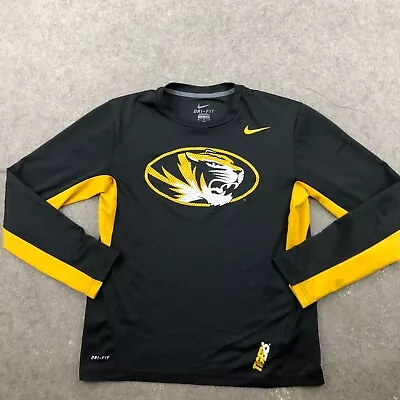 Missouri Tigers Shirt Men Medium Black Spell Out Logo Mizzou Long Sleeve Dri Fit • $18.98