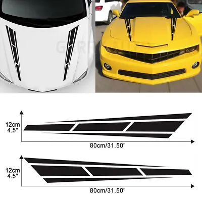 2Pcs Sport Racing Car Hood Stripe Vinyl Stickers Cover Decals Bonnet Decor Black • $8.27