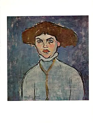 1970 Vintage MODIGLIANI  HEAD OF A YOUNG WOMAN  Full COLOR Offset Lithograph • $7.20
