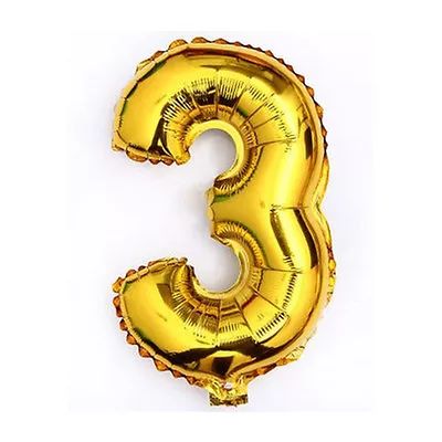 40  Metallic Gold Glossy Three Year Old Birthday Party Number 3 Float Balloon US • $4.99