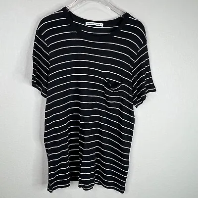 T By Alexander Wang Womens Pocket Tee Shirt Sz Medium Black Stripe Viscose Linen • $22.50