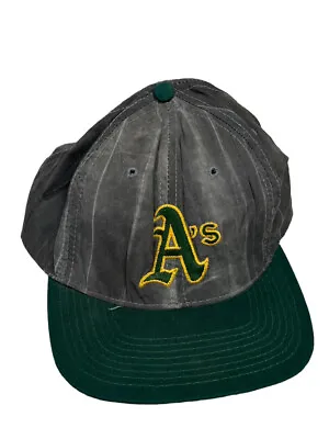 Vintage Oakland Athletics A’s Snapback Hat Pinstripe NFL Grey Green Starter • $39.98