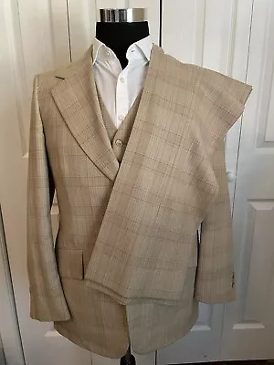 NWT Vintage Suit Yourself Windowpane Plaid 3-Piece 40R Blazer 32x29 Pants Suit • $59.99