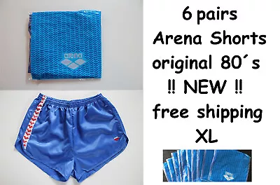 6 Arena 80s Vintage Shorts XL NEW Sports Retro Nylon Running Sprinter Shiny • £35.88