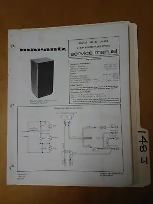 Marantz Ms-10 Ds-601 Service Manual Original Repair Book Stereo Speaker 2 Pages • $19.98