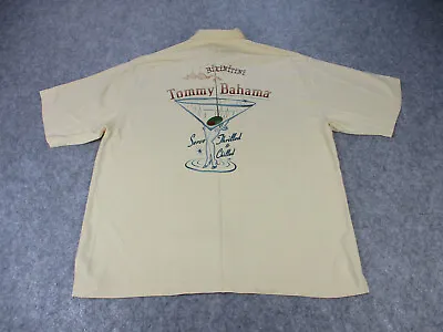 Tommy Bahama Shirt Mens 2XL XXL Yellow Blue Bikinitini Martini Embroidery Camp • $35.96