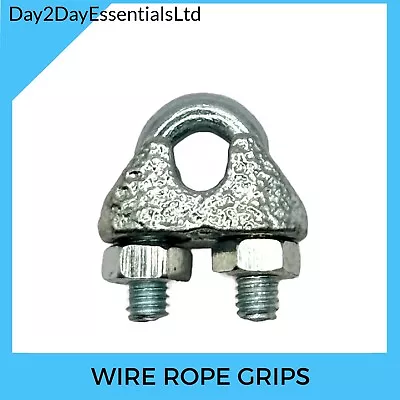 Wire Rope Grips Clamps U Bolts Galvanised Steel 3mm 5mm 6mm 8mm 10mm 12mm 16mm • £2.79