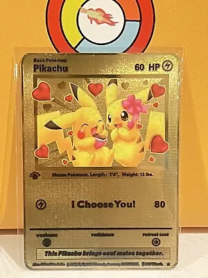 Pikachu I Choose You! Love Gold Metal Pokémon Card- Collectible/Gift/Display • $9.99