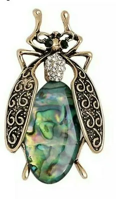 Bee Large With Abalone Body Rhinestone Gold Pin Brooch D-1380 • $6.99