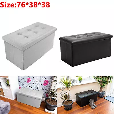 2 Seater Large Folding Storage Ottoman Pouffe Bench Seat Blanket Toy Chest Box • £20.99