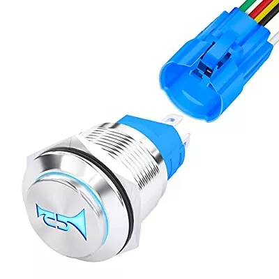 16mm 12V Car Speaker Horn Momentary Push Button Switch Blue LED Lighted For Boat • $12.25