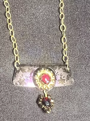 Holly Yashi Purple Niobium Red Garnet Gold Chain Necklace J480 • $55