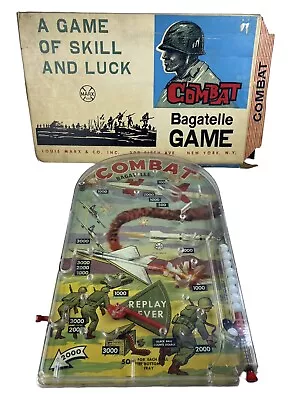 1950's Marx Combat Bagatelle Fighter Jet Pinball Game W/ Original Box Preowned • $55
