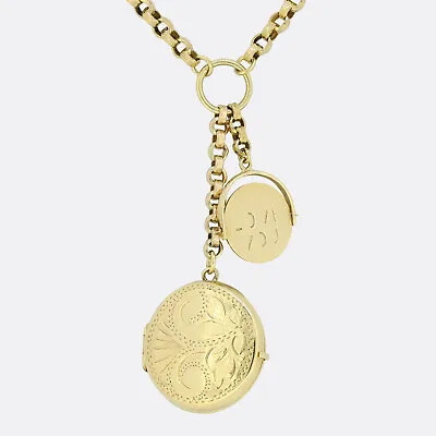 Gold Charm Necklace - Vintage Locket And ‘I Love You’ Spinner Charm Necklace 9ct • $1119.83
