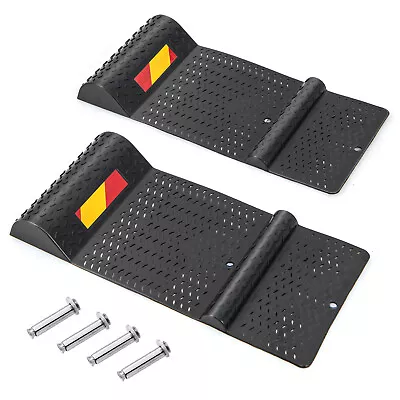 2 Pack Garage Car Parking Mat W/2 Mounting Method Reflective Strip Stopper Black • $32.99