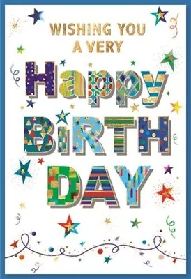 Open Male Birthday Greeting Card 7 X5  Text Design • £1.99