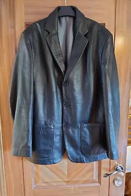 M&S Men's Black Leather Jacket Large L **EXCELLENT QUALITY!** Marks & Spencer #2 • £31.90