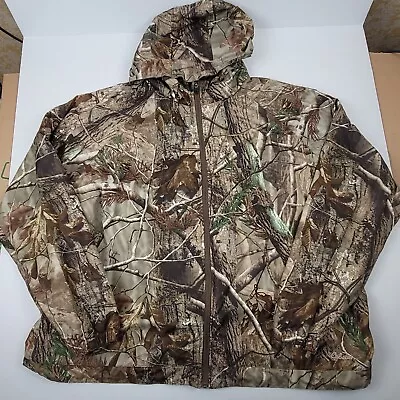 Cabelas Realtree Hunting Windbreaker Jacket Mens 2XL Full Zip Hideaway Hood • $25.40