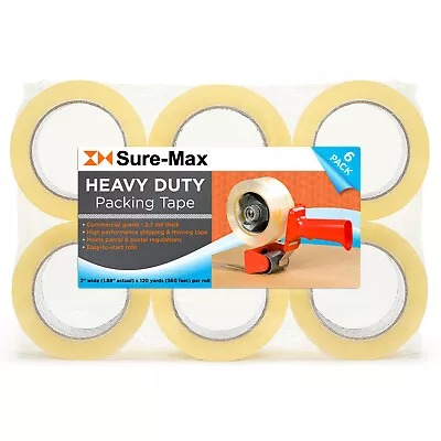 2  Heavy-Duty 2.7mil Clear Shipping Packing Moving Tape 120 Yards/360' Ea • $18.99