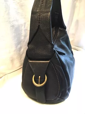 Coccinelle Vintage Black Soft Pebble Leather Barrel Bag Wide Handle - Fab! • £79.95