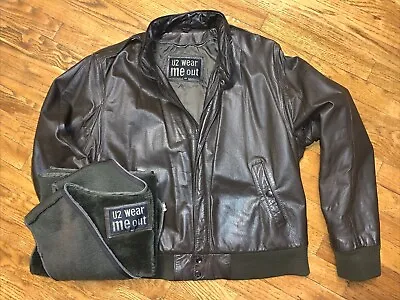 U2 Wear Me Out - Men’s Size 44 - Brown Leather Jacket + Removable Fleece Liner • $34.38