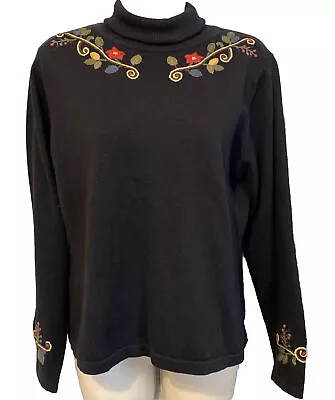 Women’s L  Icelandic Design   Vintage 100%Cotton Sweater Embroidered EXC COND S • $36