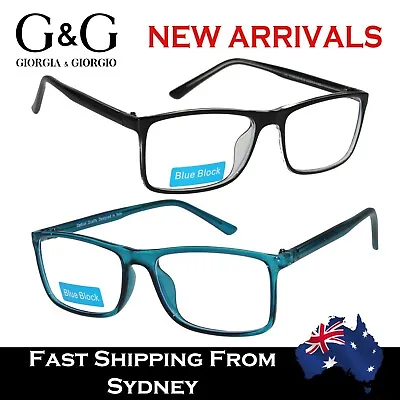 NEW Mens Women Reading Glasses Blue Light Block Square Frame Black Blue 1.0~3.5 • $24.99