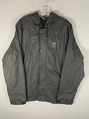 Monster Energy Polyester Snap Jacket Hooded Men’s Size Large L Full Zip Black • $49.99