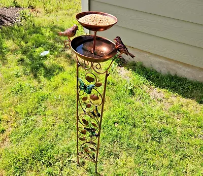 1 Bird Bath With Garden Trellis Outdoor 42.5Inch Bird Bath Feeder Bowl Metal NEW • $29.10