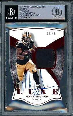 MARK INGRAM Signed 2015 Luxe Game Used Jersey Patch RED /49 ON CARD AUTO-BECKETT • $499.95