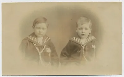 Little Brothers Wearing Matching Sailor Suits RP Social History Postcard N28 • £3.99