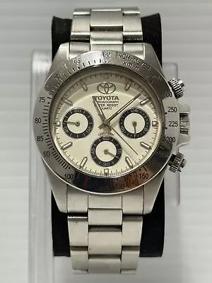 Toyota Chronograph Racing Quartz Watch White Face Polished Bezel TRD TOMS AE86 • $1097.29