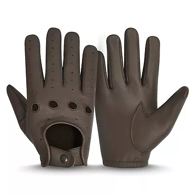 ✅ Flamia Sports Men's Genuine Leather Full-Finger Driving Gloves Soft & Reverse • $24.99