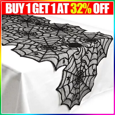 Halloween Tablecloth Spider Web Table Lace Runner Cover Cobweb Party Decoration • £4.17