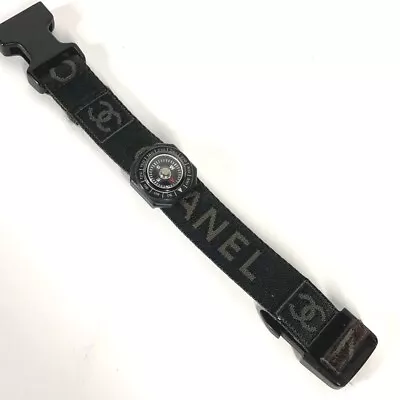CHANEL Sports CC CC Mark Compass Accessories Bracelet Nylon Black • $215