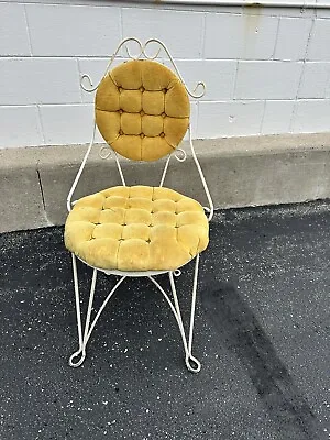 Vintage 1950s Yellow Ipholstered Vanity Boudoir Chair By Teena • $175