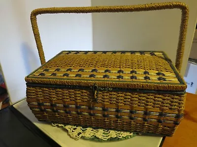 Vintage Dritz Wicker Sewing Basket Box With A Few Contents Large 15 1/4  X 9 1/2 • $24