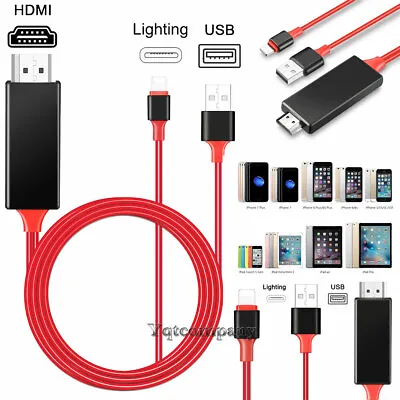 Phone To HDMI Digital TV Cable Adapter For IPad IPhone 14/13/12/11/XR/6/7/8 Plus • $11.99