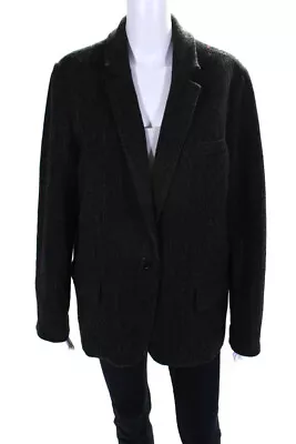 Isabel Marant Etoile Womens Wool Herringbone Unlined Overcoat Black Size 44 • $69.99