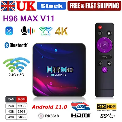 £31.99 • Buy H96 Max V11 Android 11.0 TV Box 4K Smart Media Player 2.4G/5GHz WIFI 4GB+64GB UK