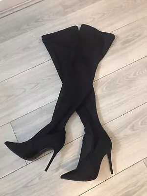 £16.99 • Buy Miss Selfridge Stretch Pull On Over Knee High Heeled Boots Sz 4