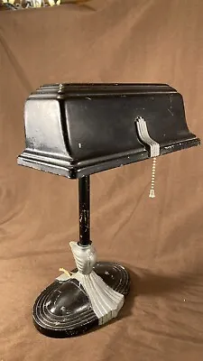 Vintage Original Desk Lamp Art Deco Machine Age Table Black Chrome Bankers 1920s • $195