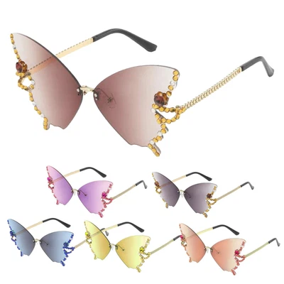 $20.19 • Buy Women Diamond Butterfly Sunglasses Frameless Eyewear Blocking Sunlight Glasses