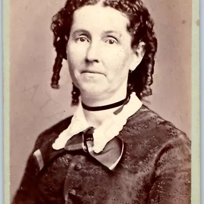 C1870s Vineland NJ Woman CDV Curly Hair Lady Photo LD Johnson Art Nouveau H34 • $9.75