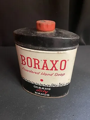 Vintage BORAXO Powdered Hand Soap 8oz Metal Tin Can • $9.95